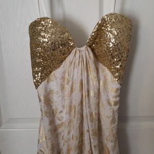 Strapless floor length prom dress